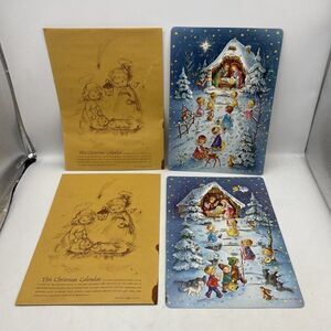 Vintage Paper Christmas Glitter Advent Calendar Kruger Western Germany Nativity